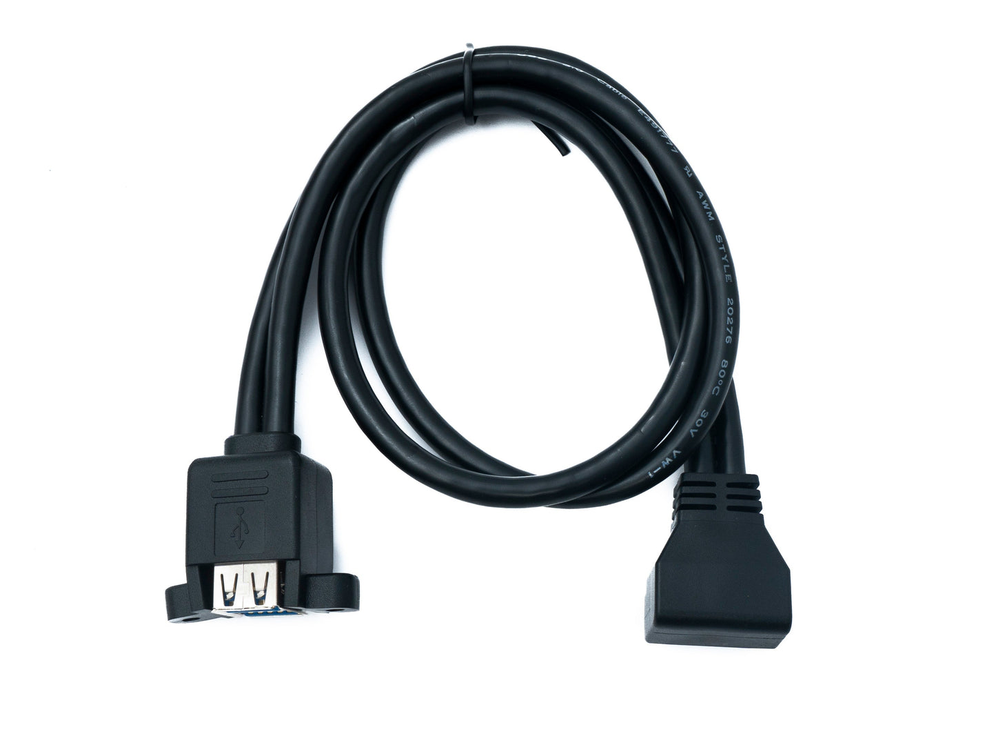 SYSTEM-S USB 3.0 Kabel 50 cm 20 Pin zu 2x Typ A Buchse Panel Mount Winkel Down Angled