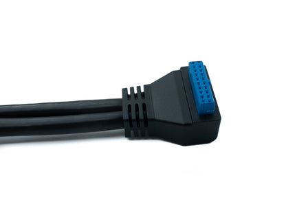 SYSTEM-S USB 3.0 Kabel 50 cm 20 Pin zu 2x Typ A Buchse Panel Mount Winkel Down Angled