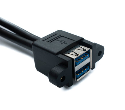 SYSTEM-S USB 3.0 Kabel 50 cm 20 Pin zu 2x Typ A Buchse Panel Mount Winkel Up Angled