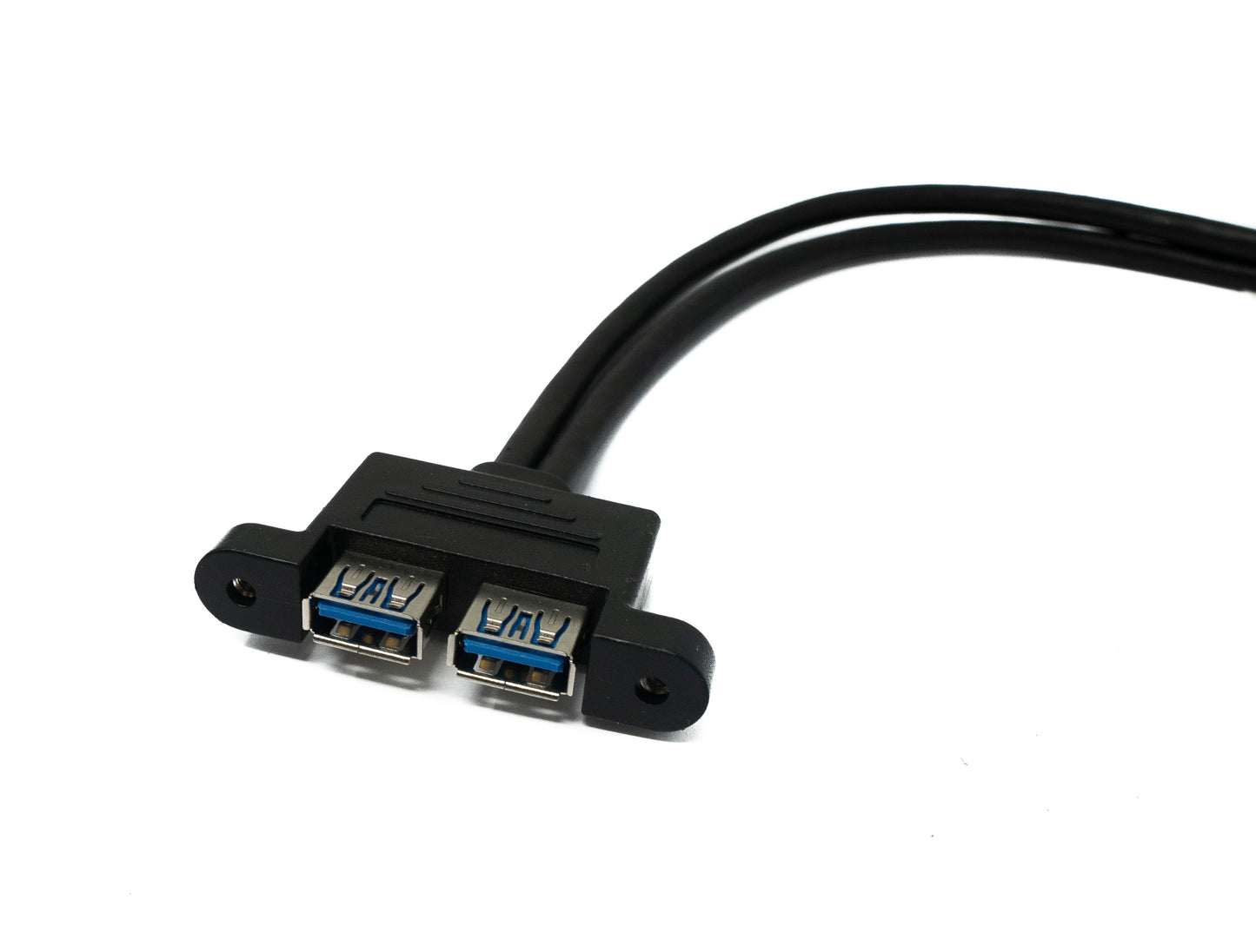 SYSTEM-S USB 3.0 cable 50 cm 20 pin to 2x Type A female panel mount 5 Gbit/s 100W