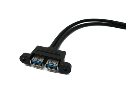 SYSTEM-S USB 3.0 cable 50 cm 20 pin to 2x Type A female panel mount 5 Gbit/s 100W