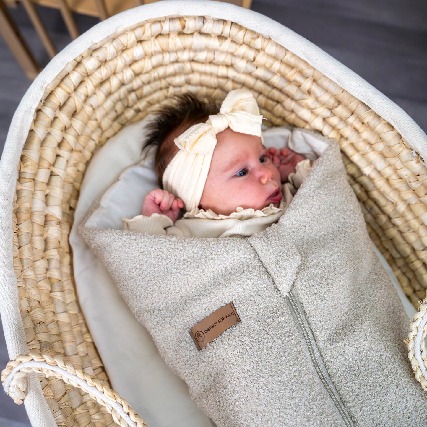 Pucksack Teddystoff Boucle mitwachsend - Nachhaltiger Babyschlafsack