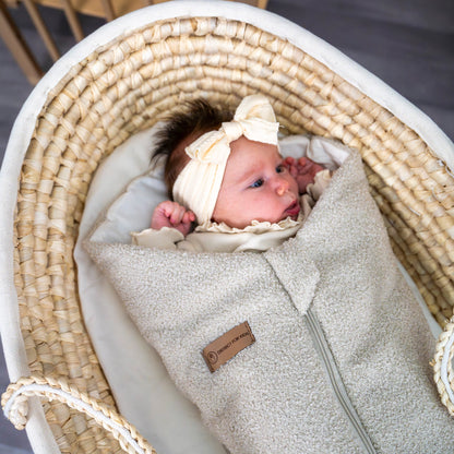 Pucksack Teddystoff Boucle mitwachsend - Nachhaltiger Babyschlafsack