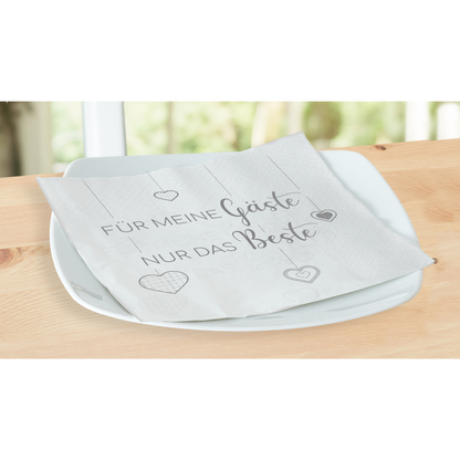 Servietten Papier Für meine Gäste nur das Beste 80 Stück Party Fest weiß 33x33cm