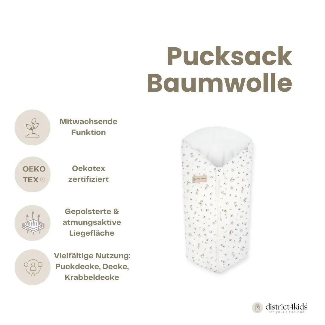 Pucksack Baumwolle Rosen | 2.5 TOG Ganzjahres Babyschlafsack