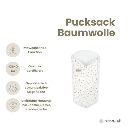 Pucksack Baumwolle Rosen | 2.5 TOG Ganzjahres Babyschlafsack