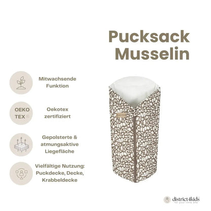 Pucksack Musselin Leoprint – 2.5 TOG Ganzjahr