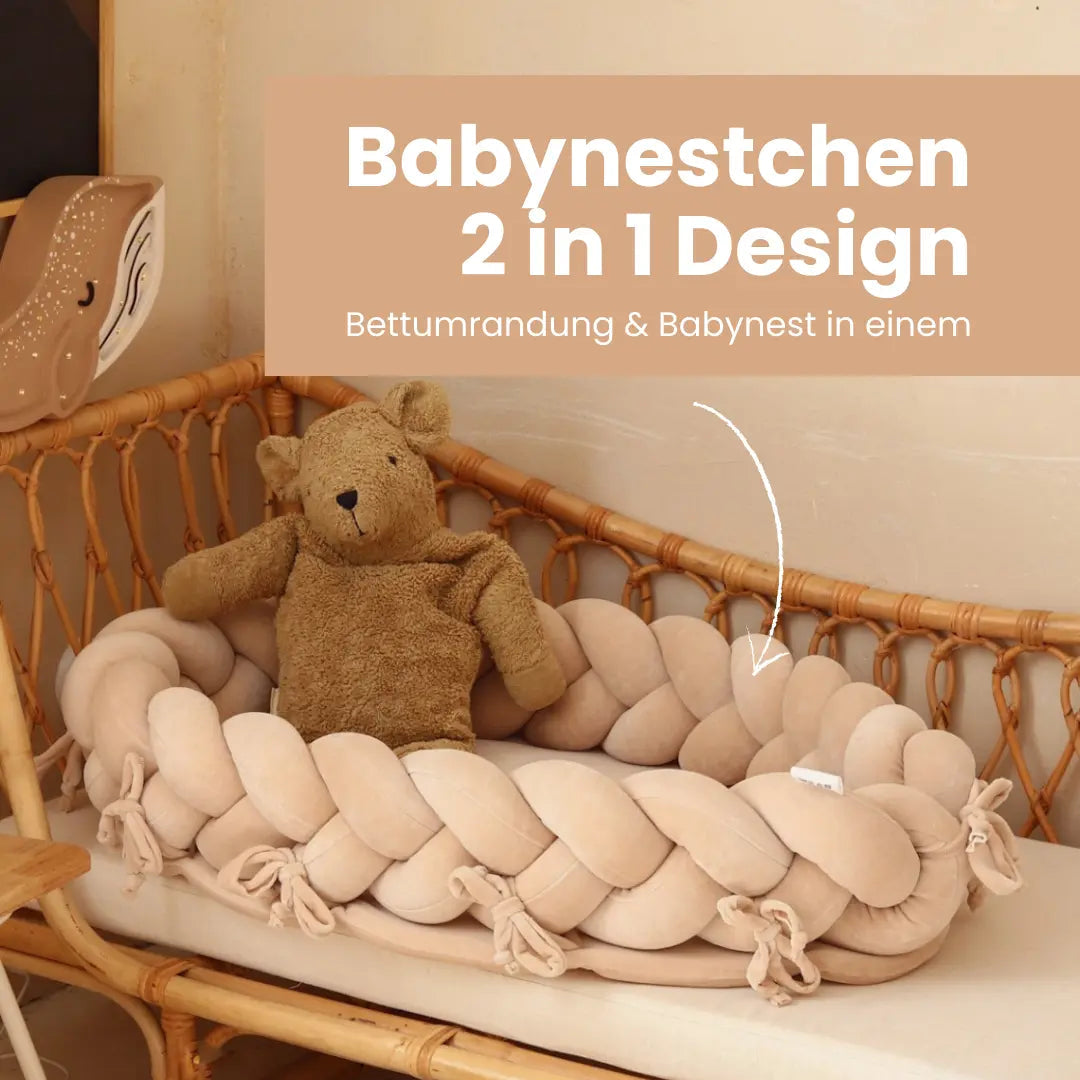 Babynest & Bettschlange 2in1 Velours – mitwachsend