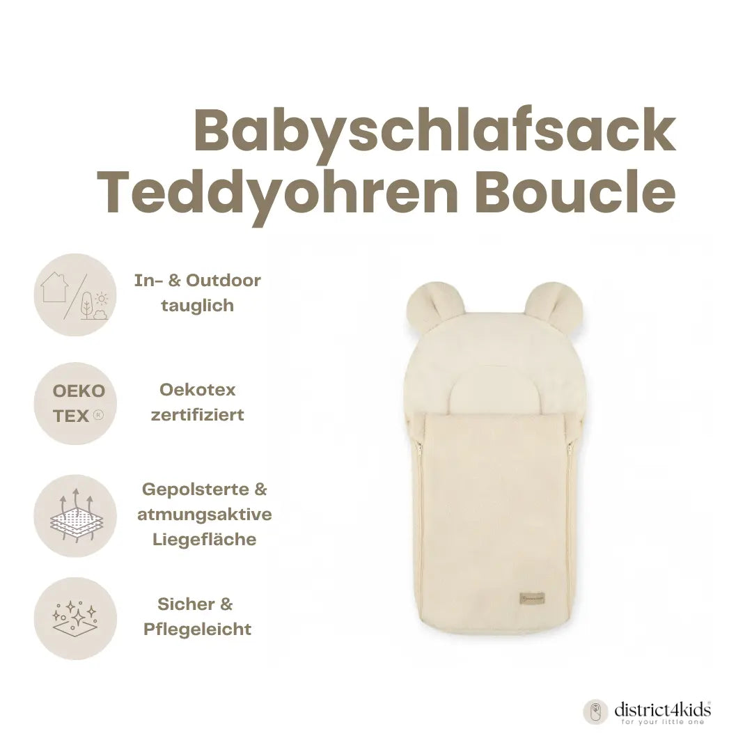 Babyschlafsack Teddyohren Bouclé - 2.5 TOG Ganzjahr