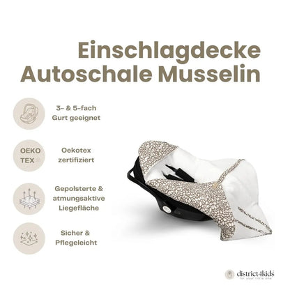 Einschlagdecke Musselin Leo – 2.5 TOG, Babyschale
