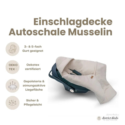 Einschlagdecke Musselin – 2.5 TOG Babyschale