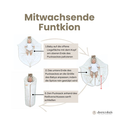 Pucksack Leinen mitwachsend - Atmungsaktiver Babyschlafsack