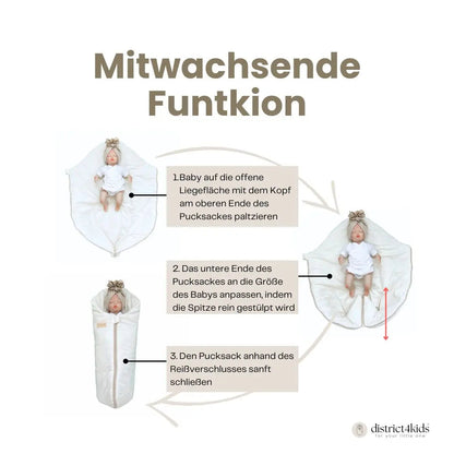 Pucksack Musselin Herzen braun | 2.5 TOG Ganzjahres Babyschlafsack