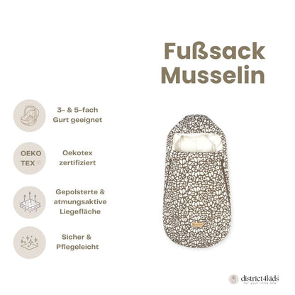 Fußsack Musselin Muster für Kinderwagen, Babywanne & Autoschale