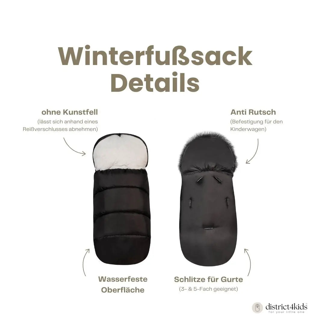 Winterfußsack wasserabweisend mit Fell für Kinderwagen | AUSLAUFMODELL