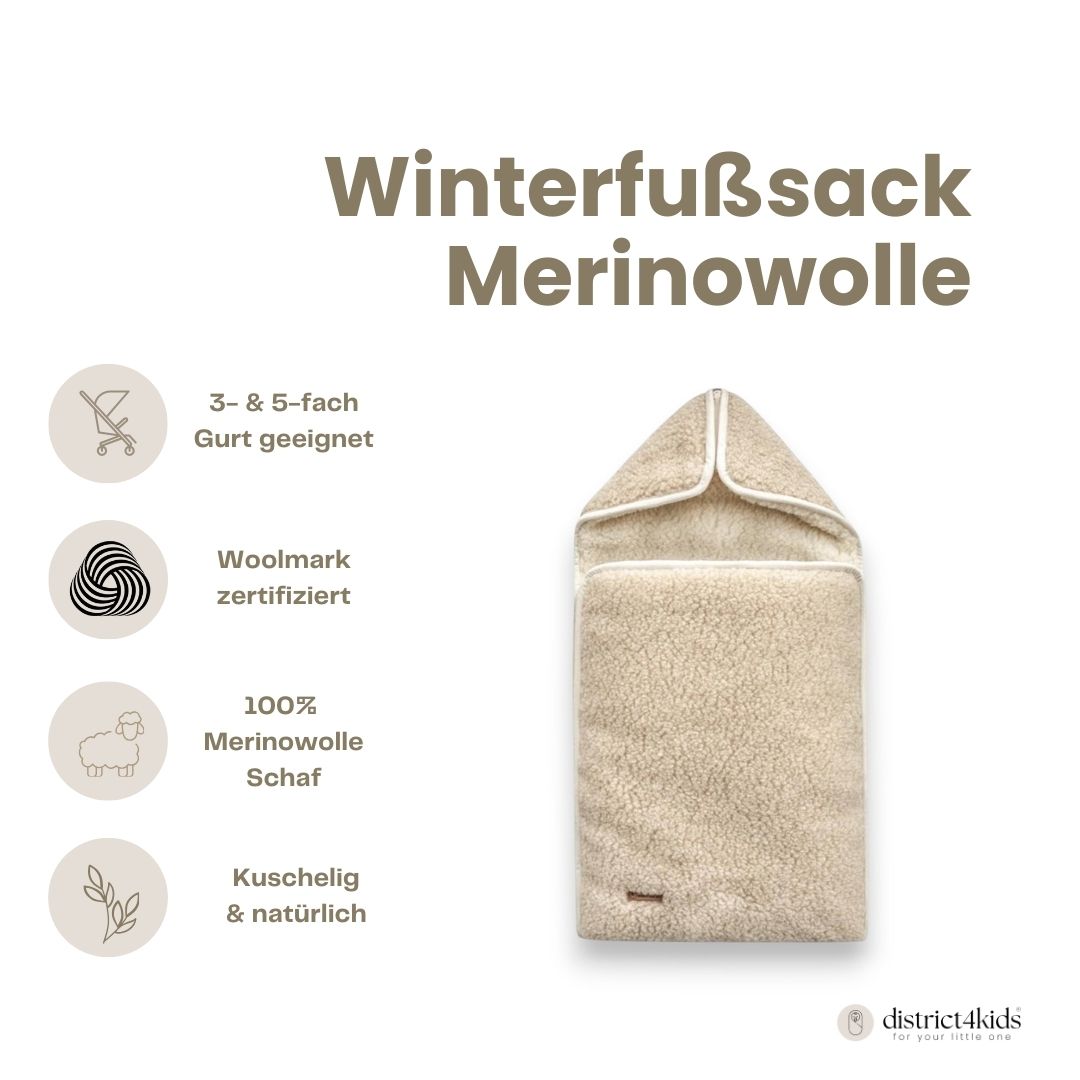 Winterfußsack Schlafsack Merinowolle – für Babywanne & Kinderwagen