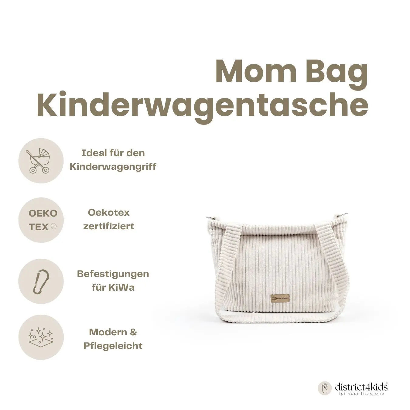 Wickeltasche Cord – für Kinderwagen