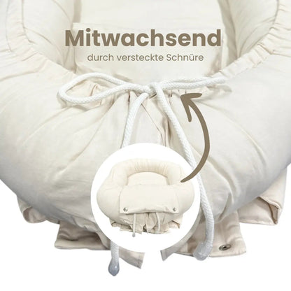Babynest Bouclé beige – kuschelig & mitwachsend