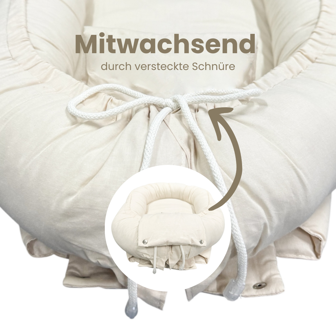 Babynestchen Teddystoff-Boucle – mitwachsender Baby-Kokon