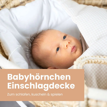 Einschlagdecke Baby aus Baumwolle kariert | Babyhörnchen