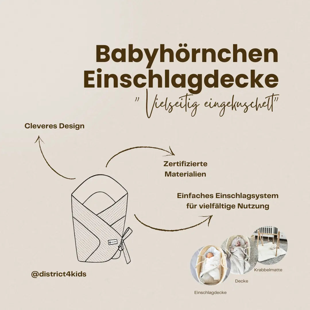 Einschlagdecke Baby aus Baumwolle kariert | Babyhörnchen
