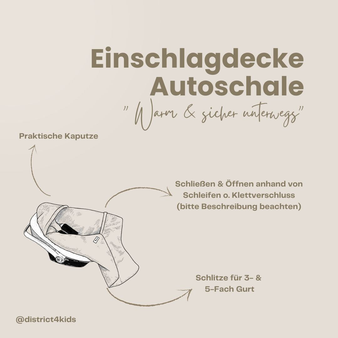 Einschlagdecke Teddystoff Bouclé Teddyohren  – ideal für jede Autoschale