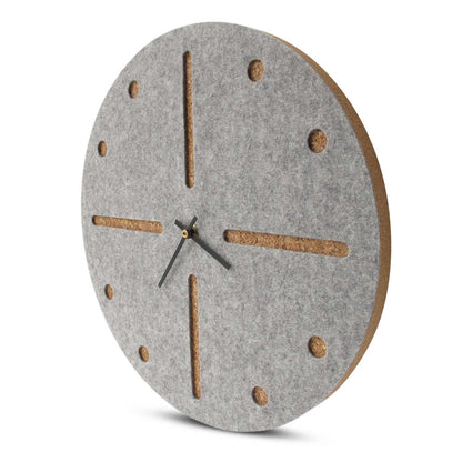 Felt and cork wall clock, 30 cm | light grey - black | Design: Odense