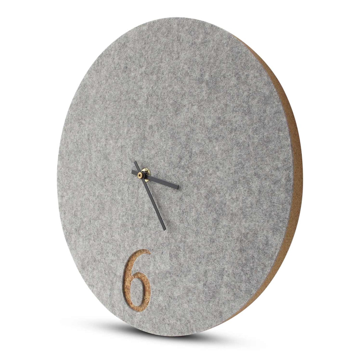 Felt and cork wall clock, 30 cm | light grey - black | Design: Aarhus