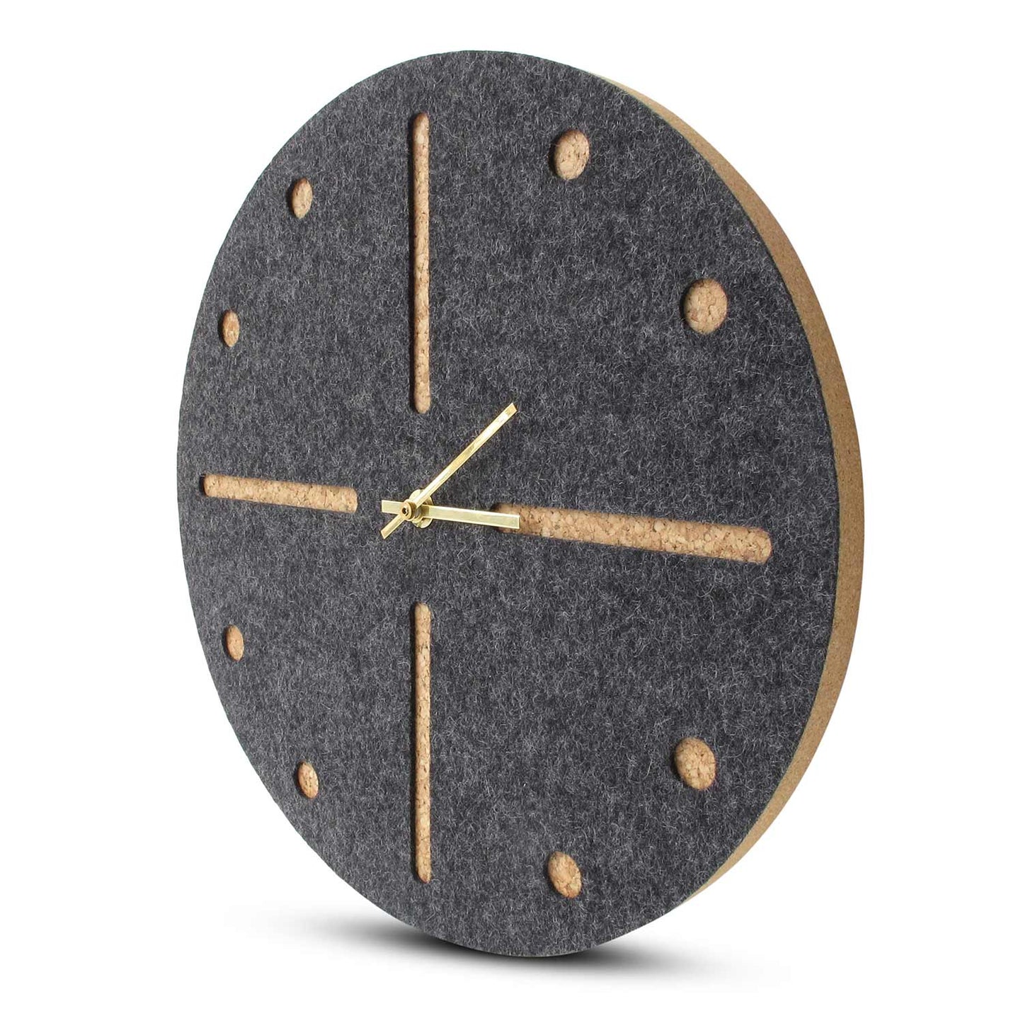 Felt and cork wall clock, 30 cm | anthracite - gold | Design: Odense