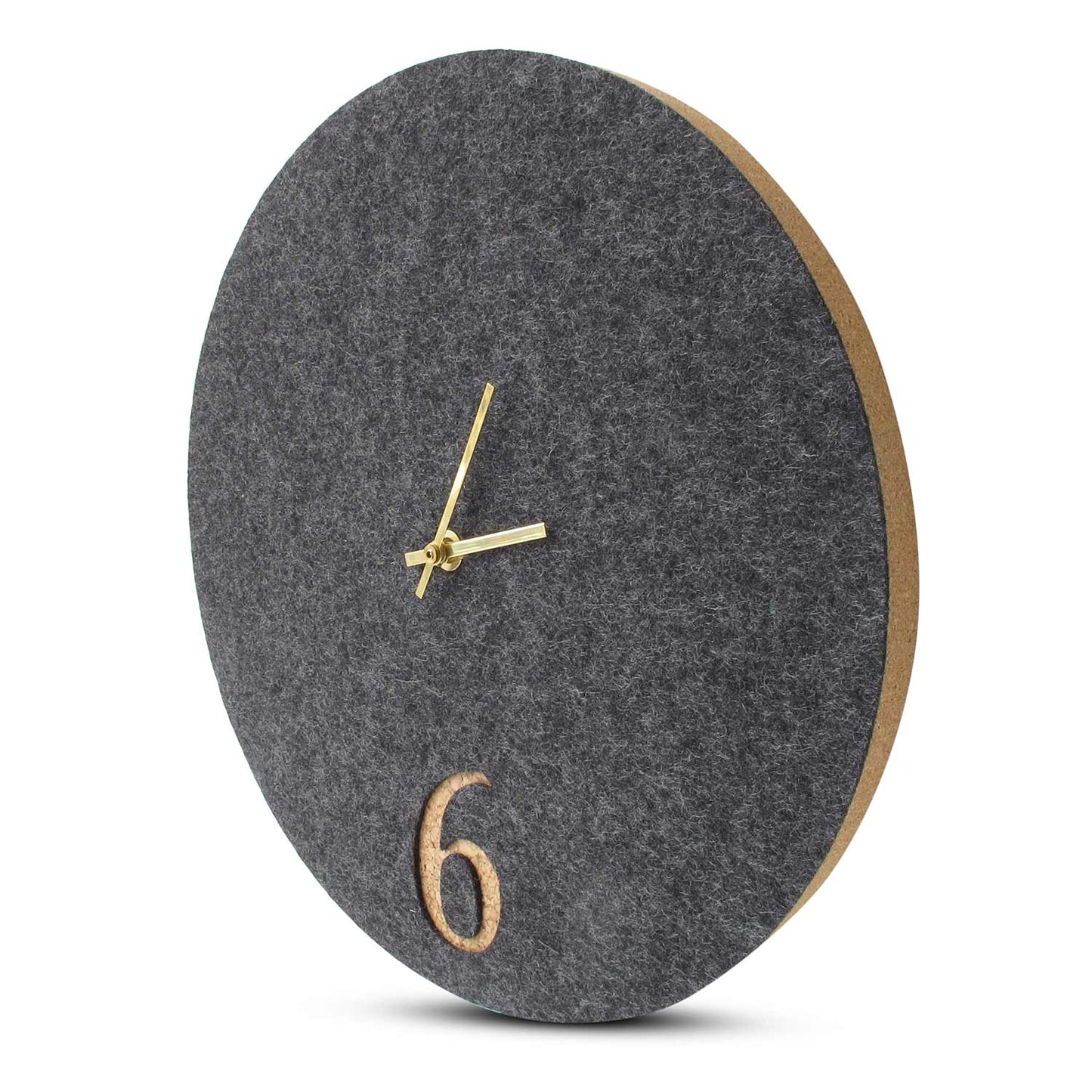 Felt and cork wall clock, 30 cm | anthracite - gold | Design: Aarhus
