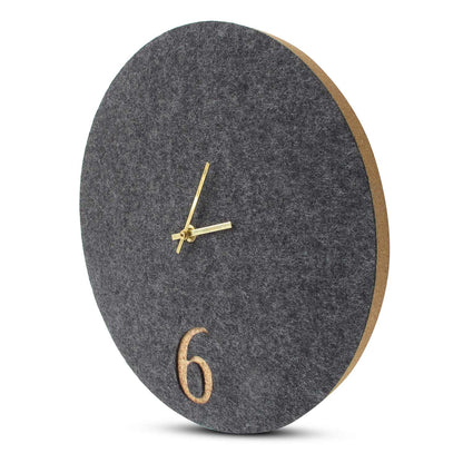 Felt and cork wall clock, 30 cm | anthracite - gold | Design: Aarhus