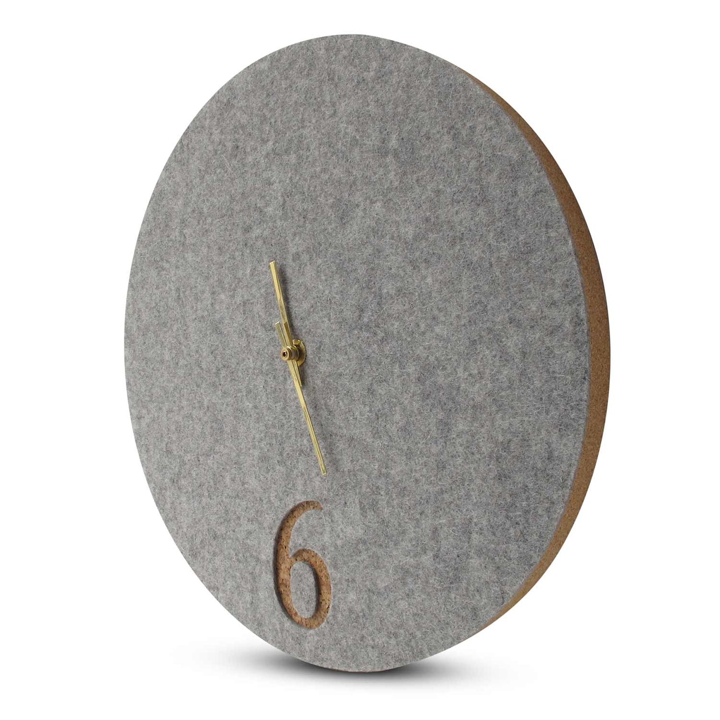Felt and cork wall clock, 30 cm | light grey - gold | Design: Aarhus