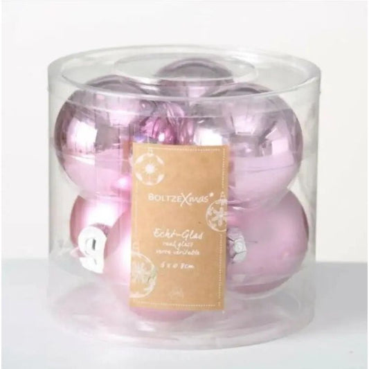 Weihnachtskugeln Christbaumschmuck Christbaumkugeln Glas Kugeln Hellrosa,Ø 8 cm, 6er Kugel-Set