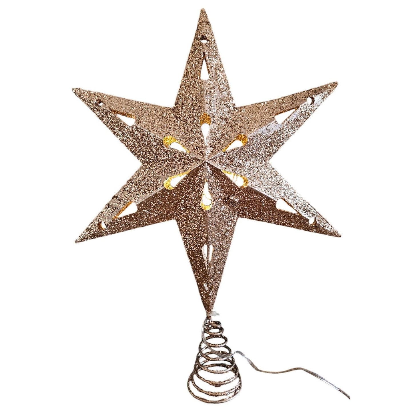 Christbaumspitze 35cm Baumspitze Weihnachten Metall Glitzer LED Stern B-WARE