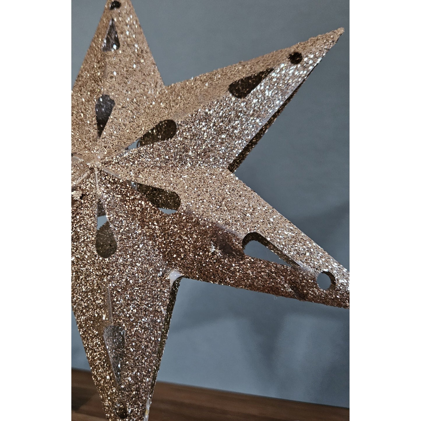 Christbaumspitze 35cm Baumspitze Weihnachten Metall Glitzer LED Stern B-WARE