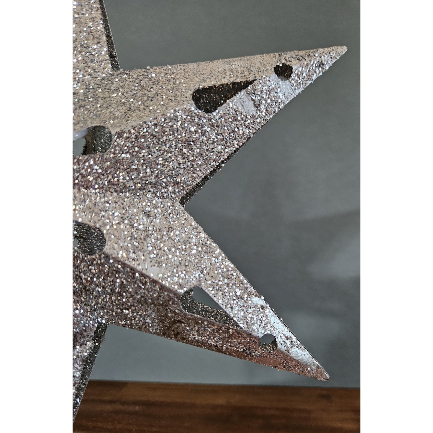 Christbaumspitze 35cm Baumspitze Weihnachten Metall Glitzer LED Stern B-WARE