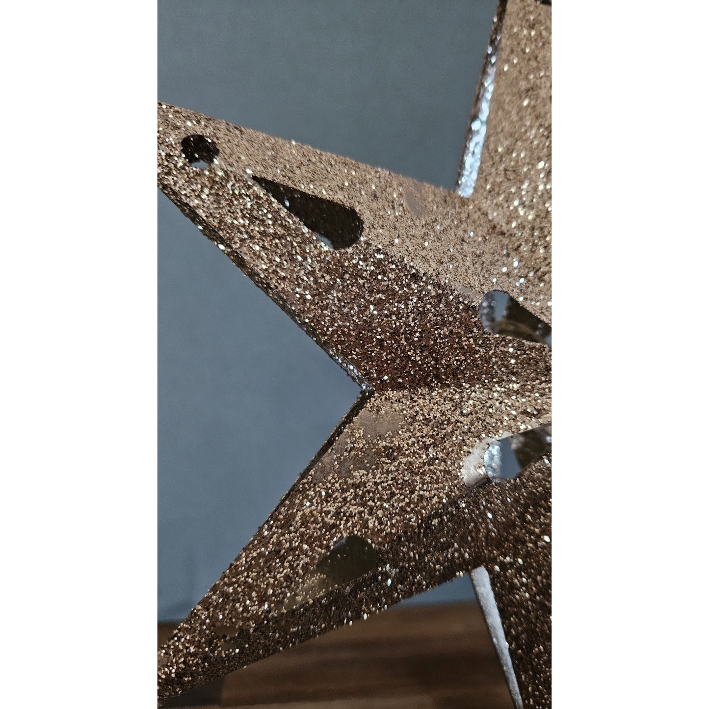 Christbaumspitze 35cm Baumspitze Weihnachten Metall Glitzer LED Stern B-WARE