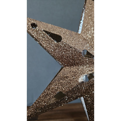 Christbaumspitze 35cm Baumspitze Weihnachten Metall Glitzer LED Stern B-WARE