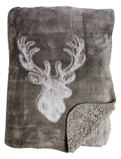 Decke Kuscheldecke Tagesdecke Wohndecke Hirsch Winter 150x200 kuschelig weich