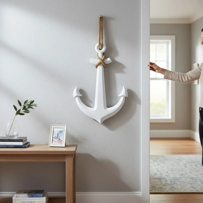 Anker Dekoanker Dekoration Maritim weiß Seil Tau 60x40 XXL hängen Hochzeit Wandhaken