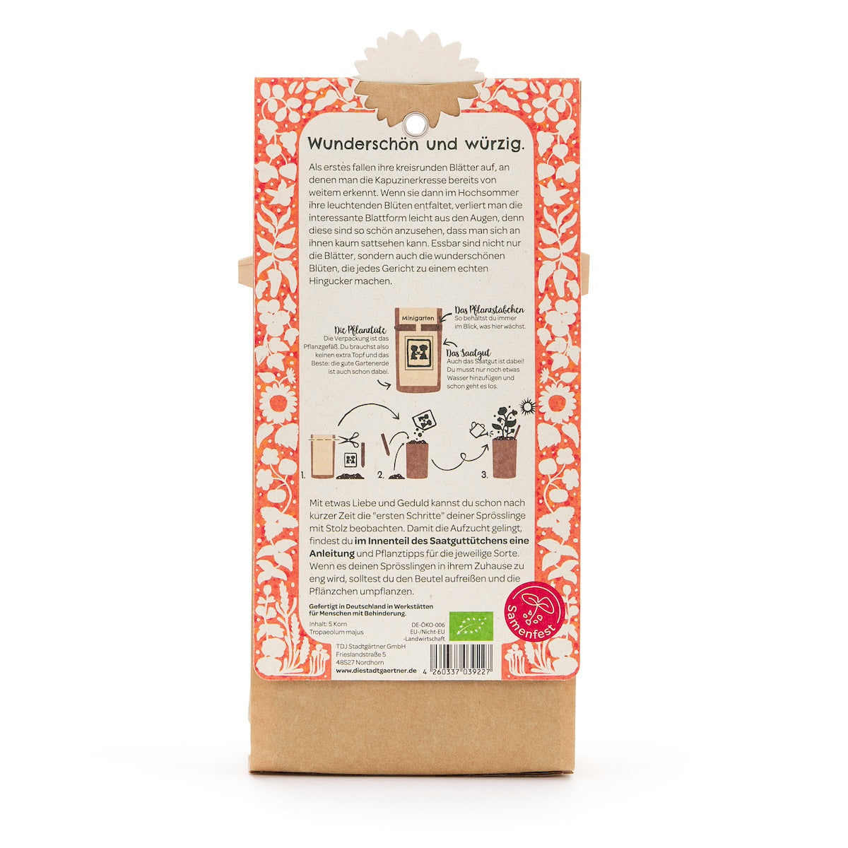 Growing kit – mini garden organic nasturtium
