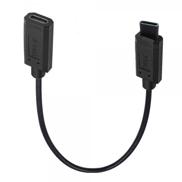 SYSTEM-S USB 3.1 Gen 2 Typ C Kabel 30 cm Stecker zu Buchse 10 Gbit/s 100W Kratz Schutz Winkel