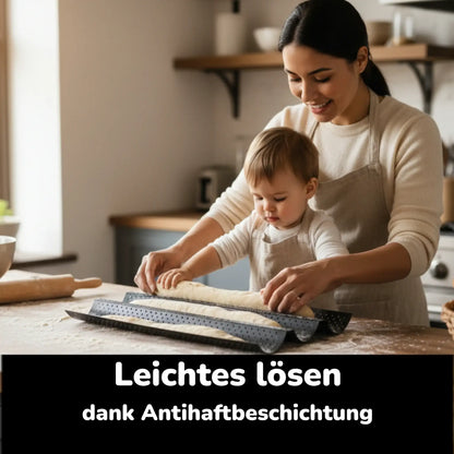 Baguette Baguetteform Blech für 3 Baguettes antihaft beschichtet Baguetteblech