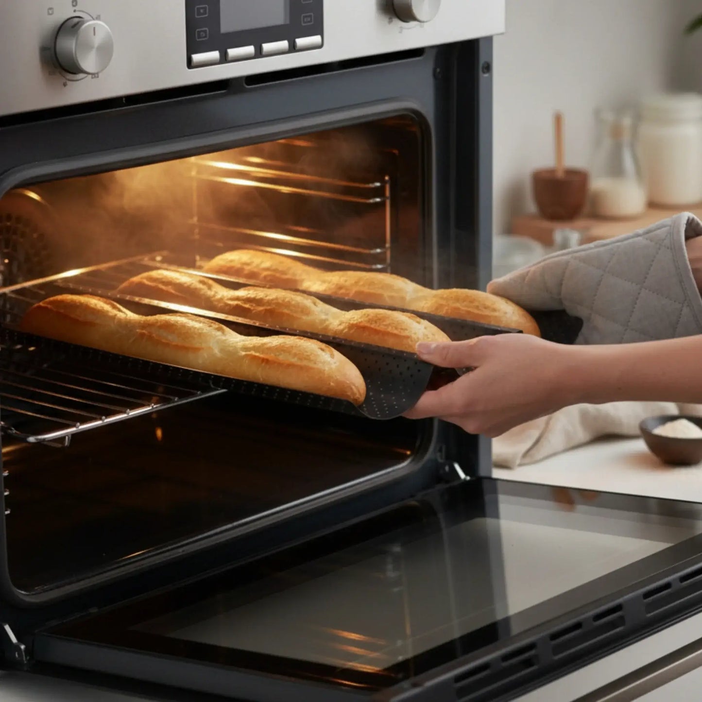 Baguette Baguetteform Blech für 3 Baguettes antihaft beschichtet Baguetteblech