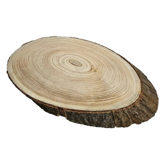 Baumscheibe Brett oval Holz Holzbrett Dekobrett Tablett Holzscheibe Ø 20 - 23 cm
