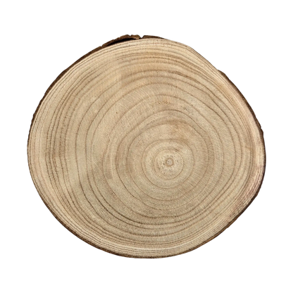 Baumscheibe rund Dekoscheibe Basteln Dekoteller auf Füßen Holzscheibe mit Rinde 17-22 cm
