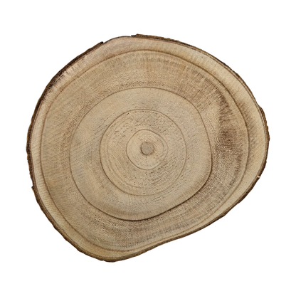 Baumscheibe rund Dekoscheibe Basteln Dekoteller auf Füßen Holzscheibe mit Rinde 17-22 cm