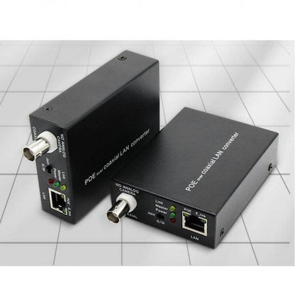 SYSTEM-S 75 Ohm IP Extender Set LAN RJ45 zu BNC Koaxialkabel in Schwarz