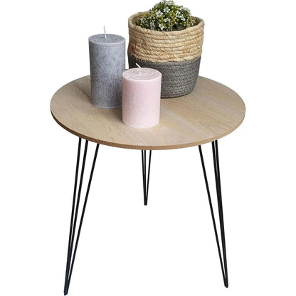 Beistelltisch Couchtisch rund Holz Metall Tisch Nachttisch Holztisch 40cm B-WARE