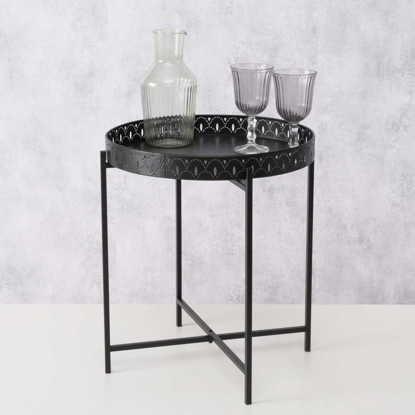 Beistelltisch Dekotisch Tabletttisch rund schwarz Metalltisch 45x40 cm